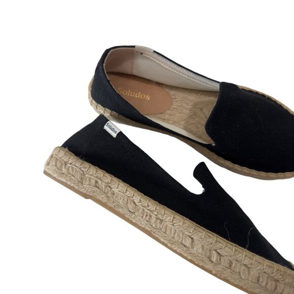 Soludos Womens Black Espadrille Flats Size 7 Canvas & Jute Slip-On Shoes - Picture 15 of 16